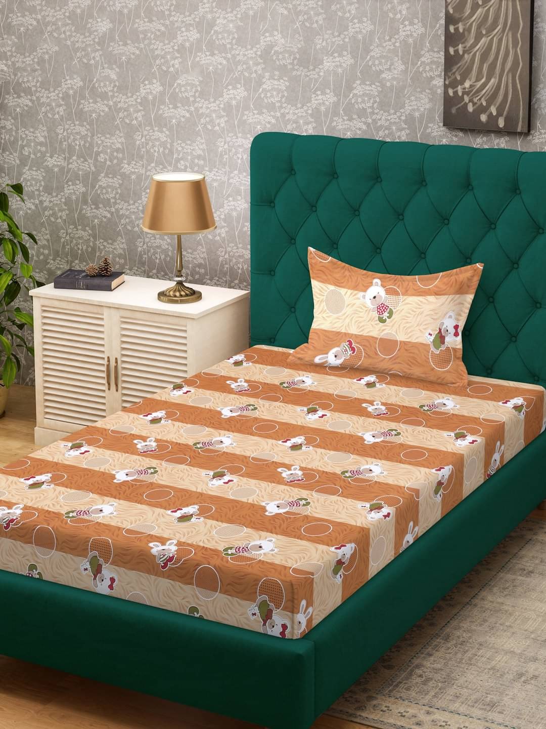 Klotthe Cotton 1 Single Bedsheet with 1 Pillow Cover ( Mustard ) Klotthe Cotton 1 Single Bedsheet with 1 Pillow Cover ( Mustard )