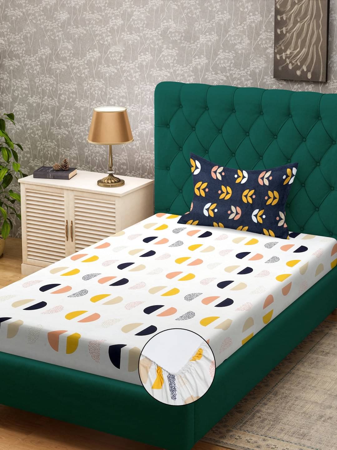     			Klotthe Poly Cotton 1 Single Bedsheet with 1 Pillow Cover ( White )
