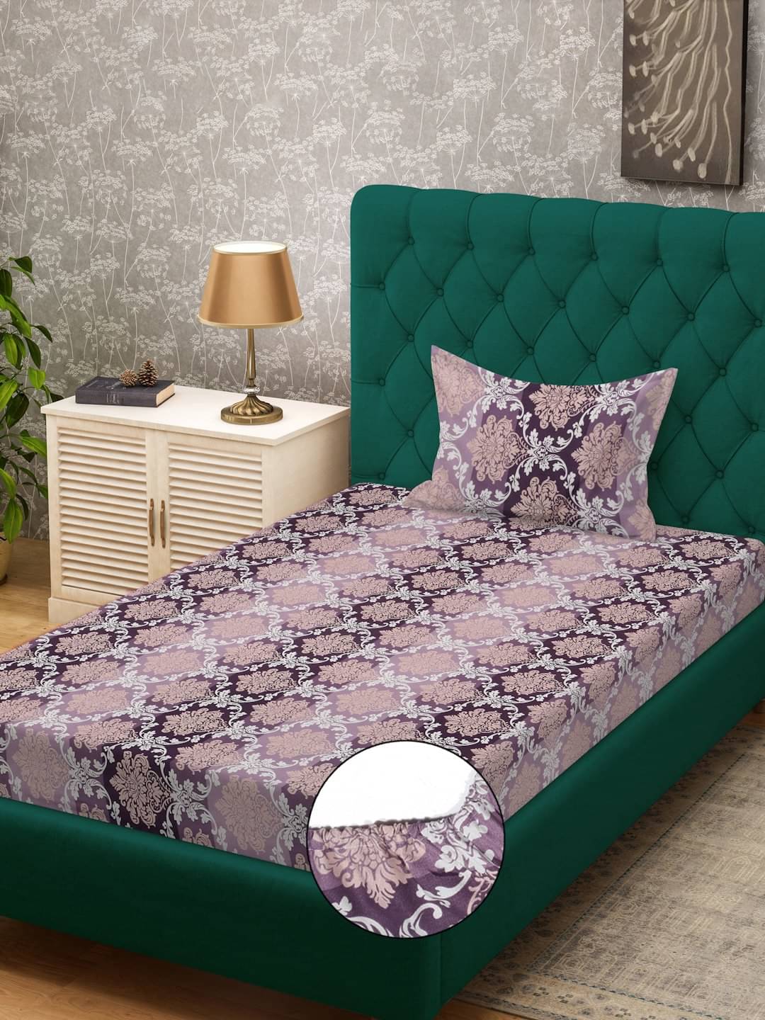 Klotthe Poly Cotton 1 Single Bedsheet with 1 Pillow Cover ( Purple ) Klotthe Poly Cotton 1 Single Bedsheet with 1 Pillow Cover ( Purple )