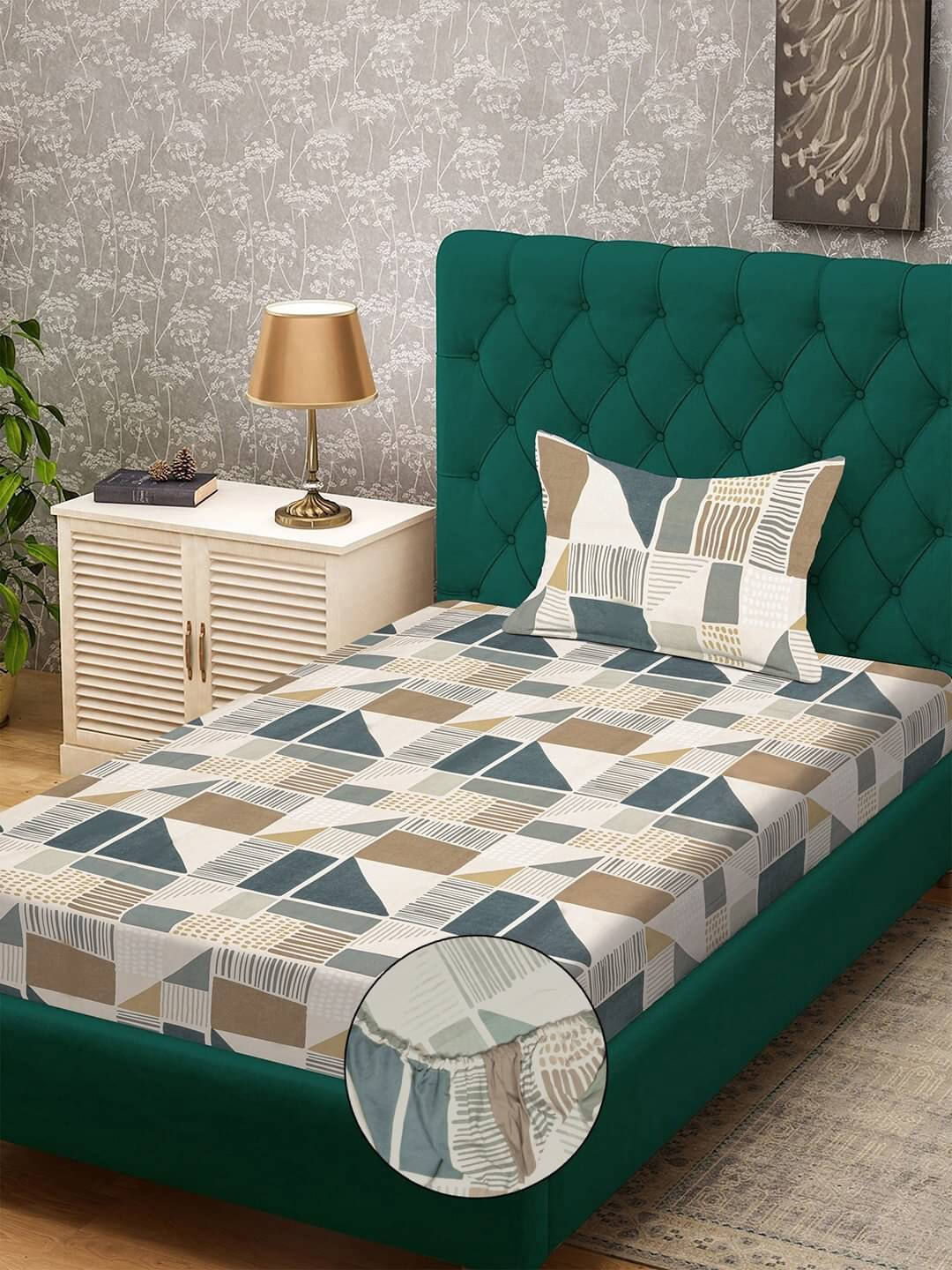 Klotthe Poly Cotton 1 Single Bedsheet with 1 Pillow Cover ( Multicolor ) Klotthe Poly Cotton 1 Single Bedsheet with 1 Pillow Cover ( Multicolor )