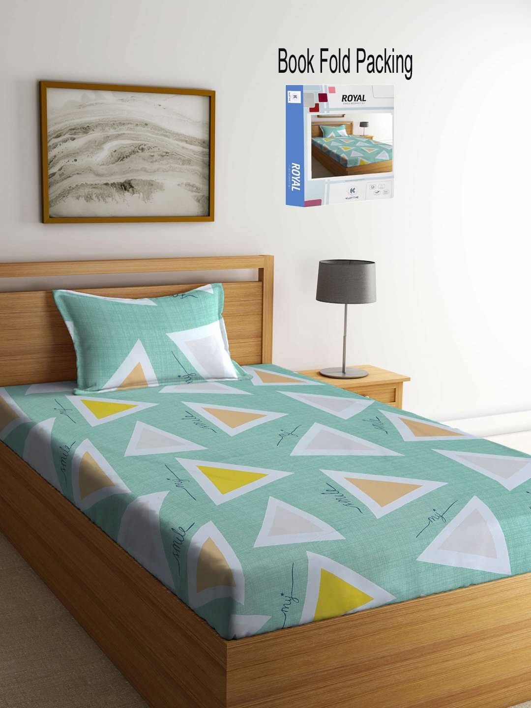     			Klotthe Poly Cotton 1 Single Bedsheet with 1 Pillow Cover ( Multicolor )