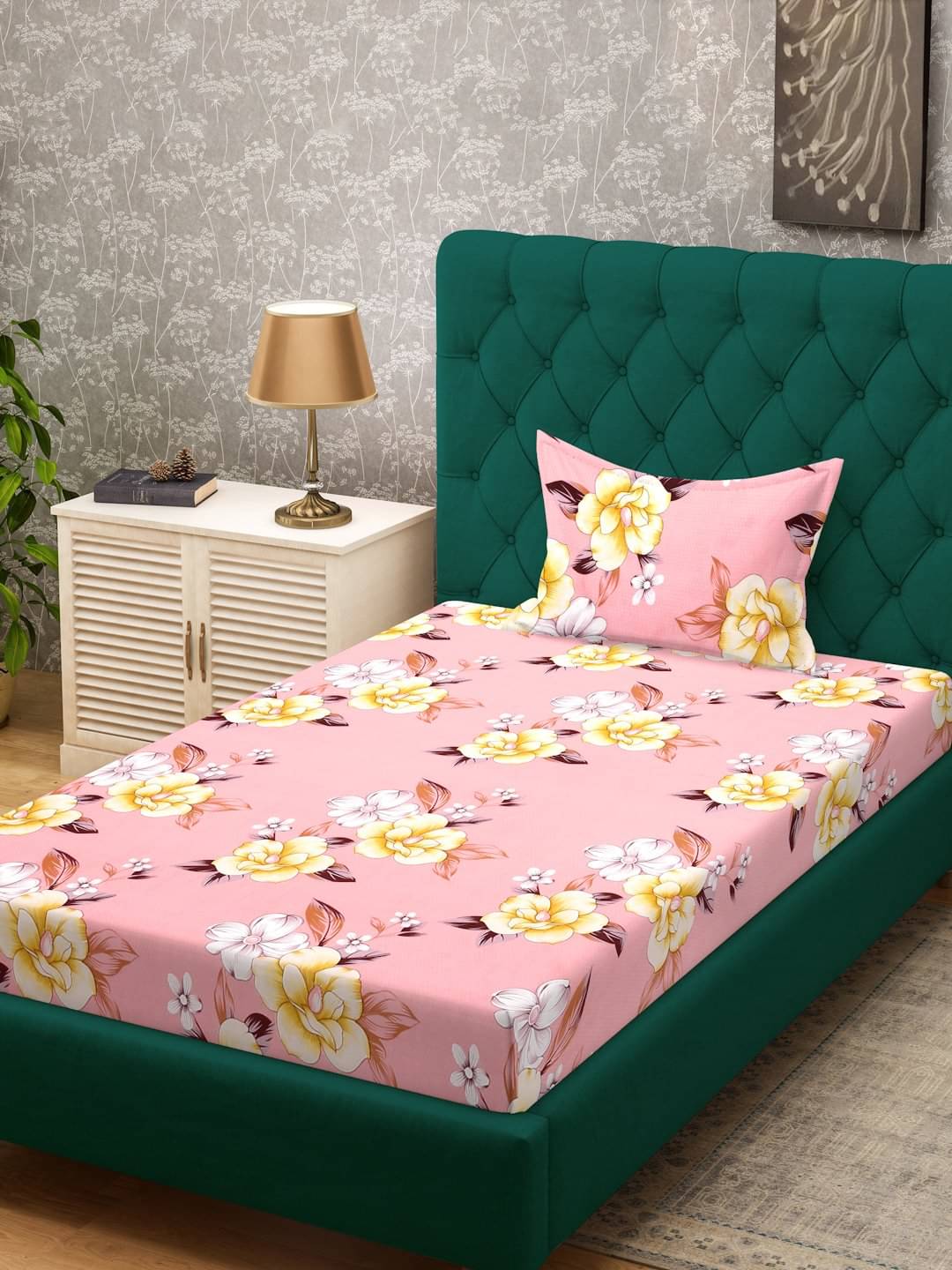 Klotthe Poly Cotton 1 Single Bedsheet with 1 Pillow Cover ( Pink ) Klotthe Poly Cotton 1 Single Bedsheet with 1 Pillow Cover ( Pink )