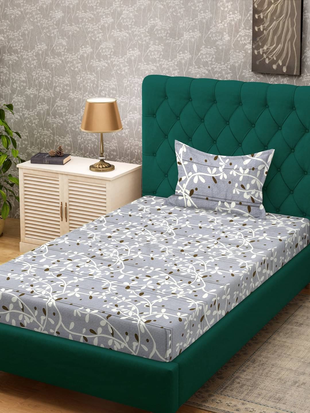 Klotthe Poly Cotton 1 Single Bedsheet with 1 Pillow Cover ( Gray ) Klotthe Poly Cotton 1 Single Bedsheet with 1 Pillow Cover ( Gray )