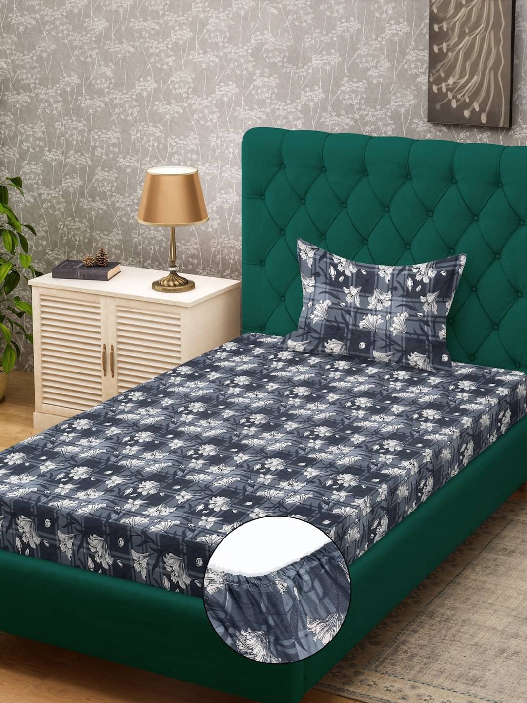 Klotthe Poly Cotton 1 Single Bedsheet with 1 Pillow Cover ( Gray ) Klotthe Poly Cotton 1 Single Bedsheet with 1 Pillow Cover ( Gray )