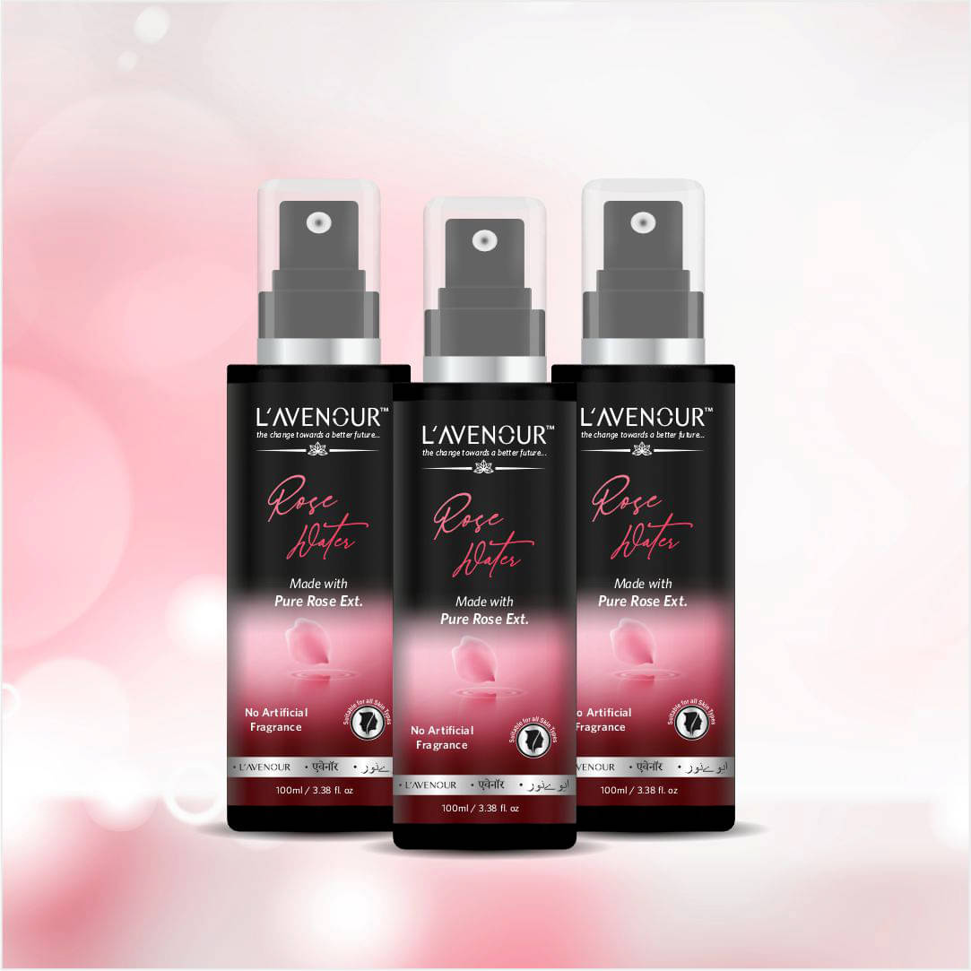     			L'avenour Pure Steam Distilled Rose Water For Men & Women, Natural Gulab Jal,100ml each (Pack of 3)