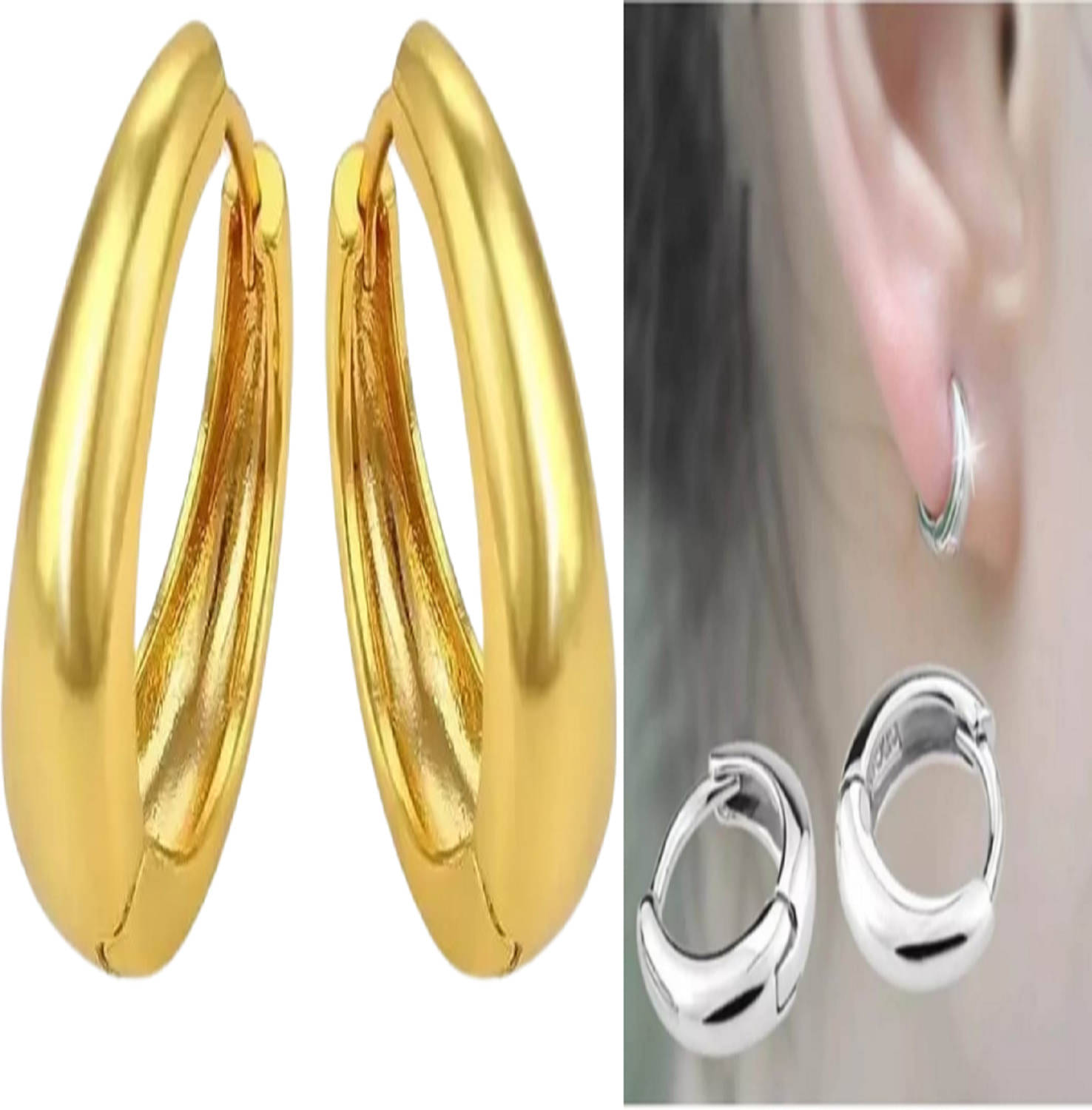     			Mehak Creation Gold Hoops Earrings ( Pack of 1 )