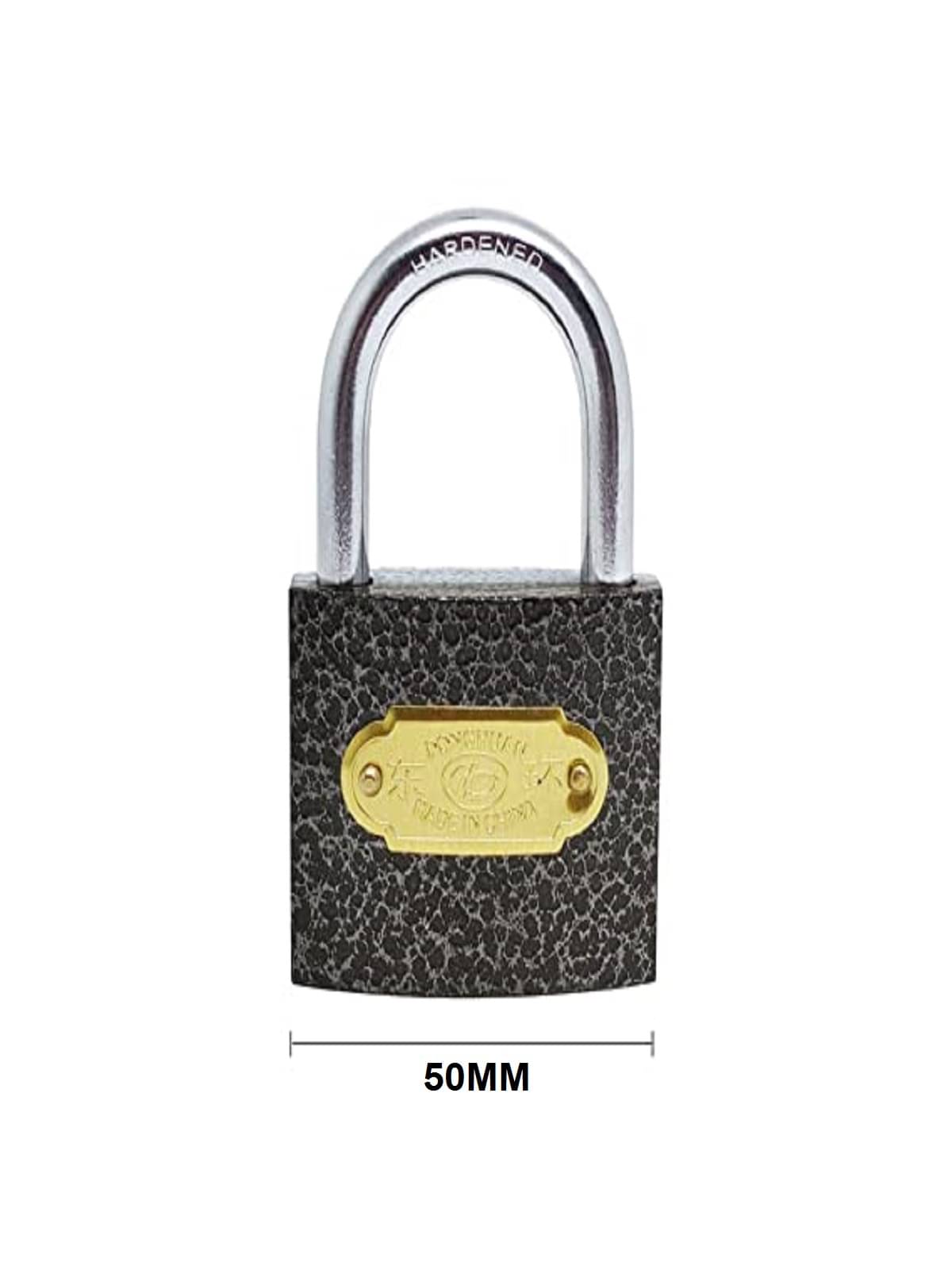     			Mini Lock 50mm - Pressing Hard Stainless Steel Padlock Black Finish with 3 Keys – Durable Security for Home, Office, Luggage, Toolbox"