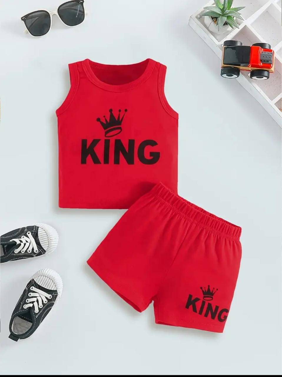     			NIMISHAGARMENTS Pack of 1 Baby Boys Cotton T-Shirts & Shorts Set ( Red )
