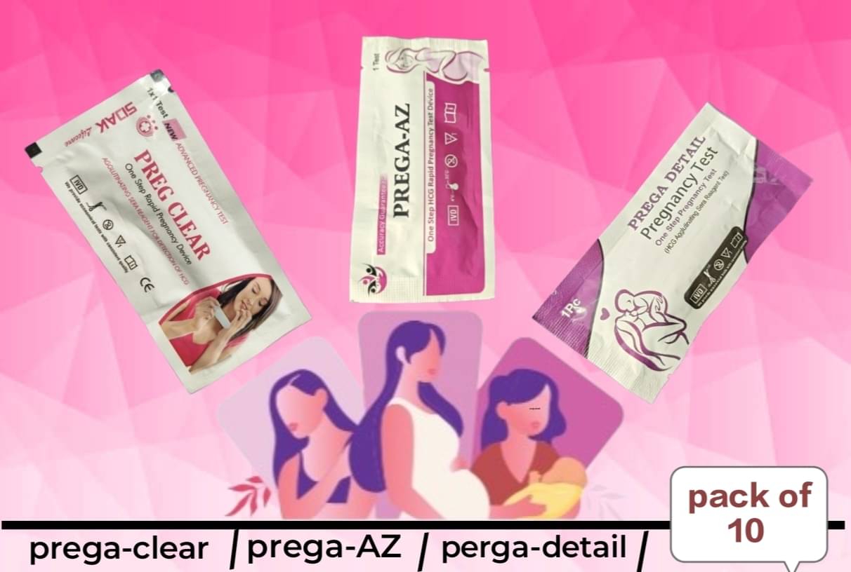     			Prega-Clear, Prega AZ, Prega Detail, Pregrency Test Kits (Pack of 10)