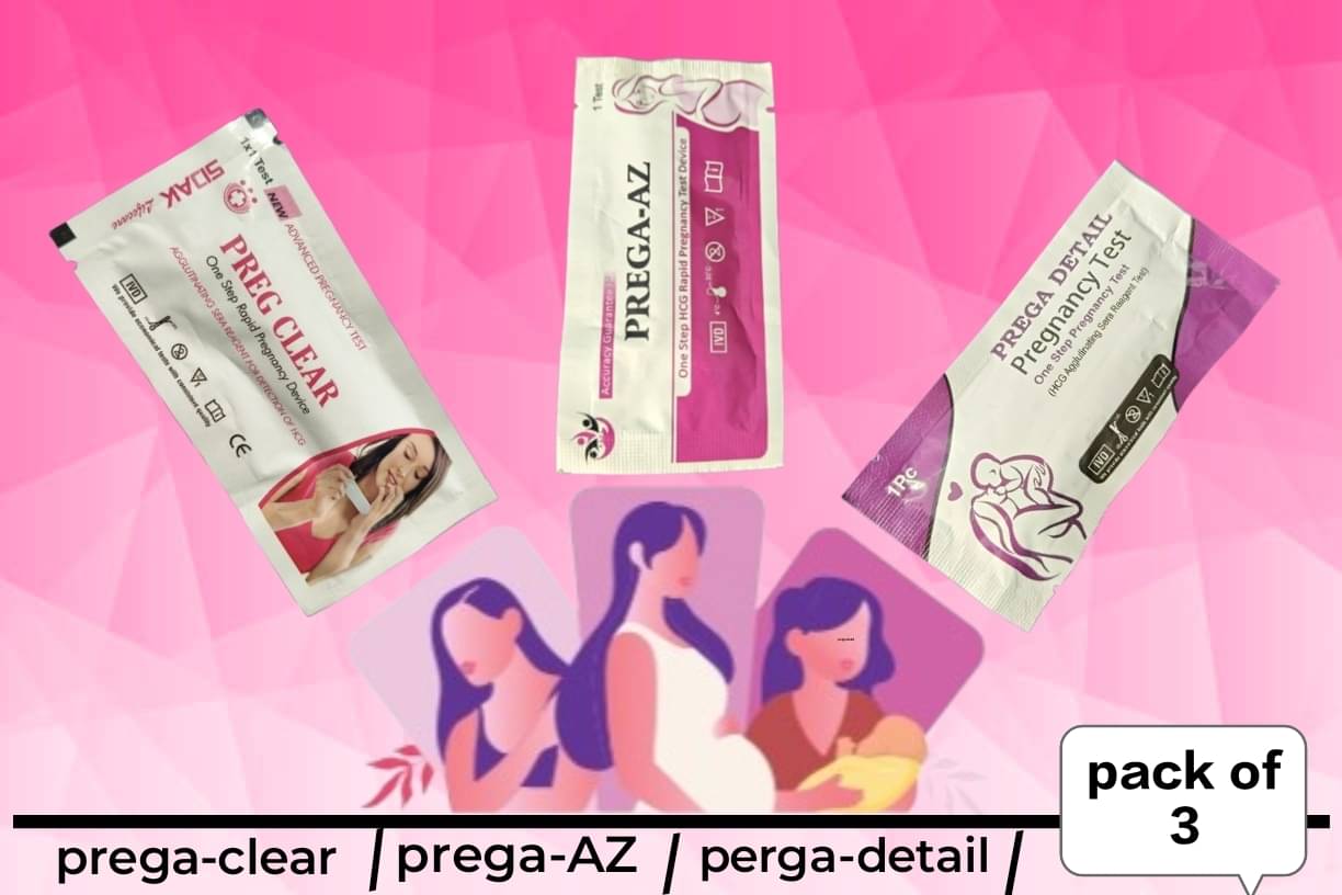     			Prega-Clear, Prega AZ, Prega Detail, Pregrency Test Kits (Pack of 3)