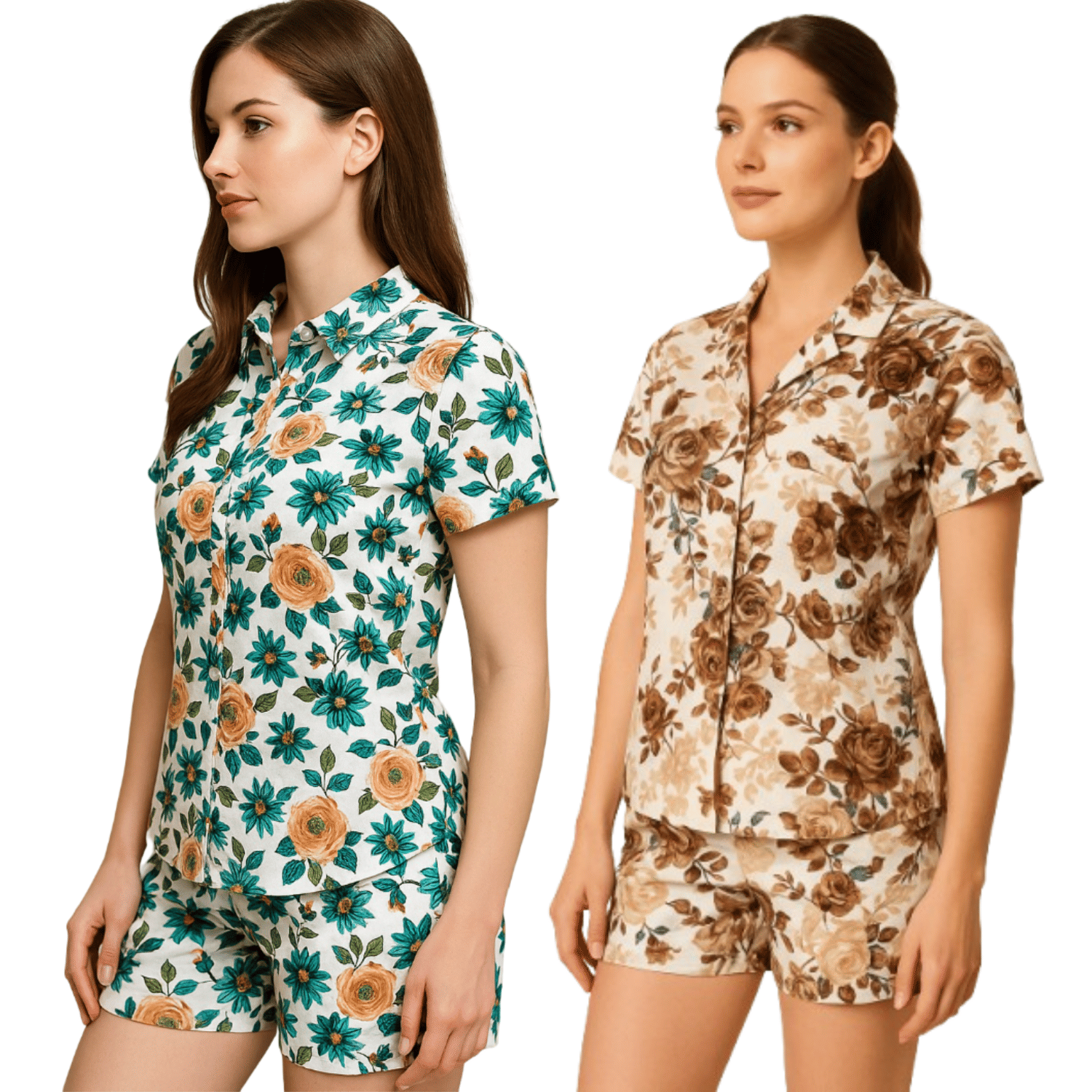     			Ridaa Women Printed Shirt With Shorts Co-Ord Set ( Multicolor )