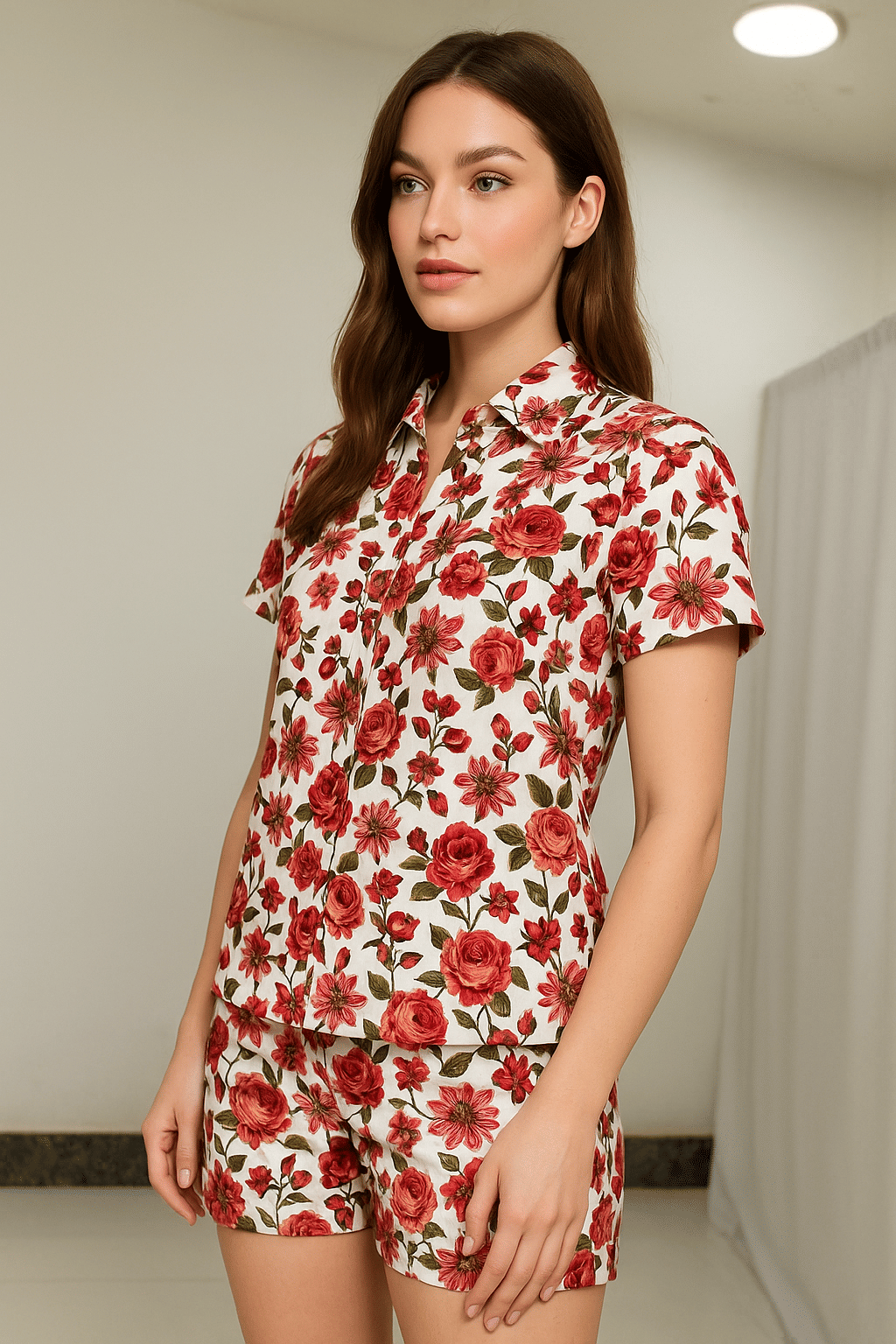     			Ridaa Women Printed Shirt With Shorts Co-Ord Set ( Multicolor )