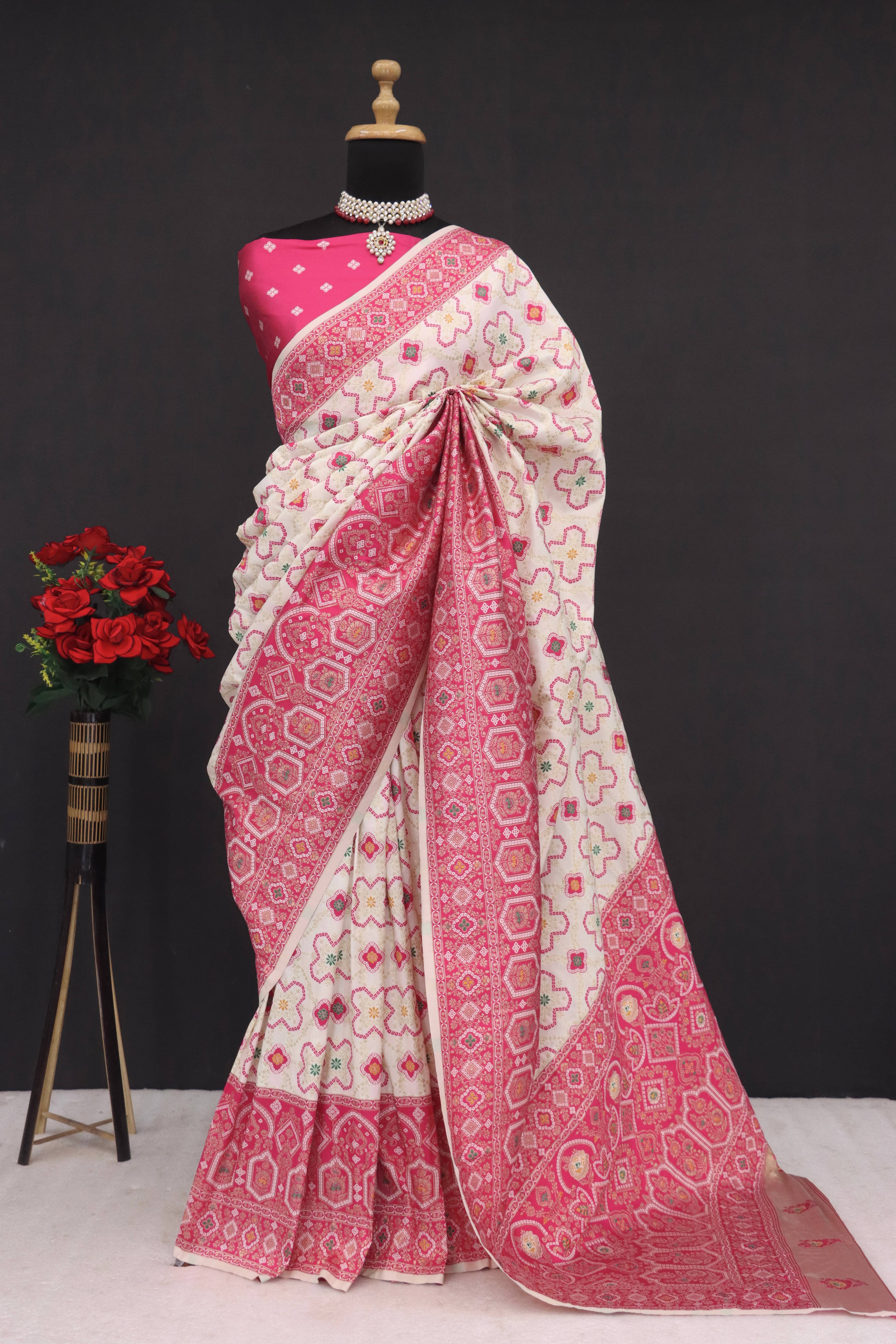 SHIRODHARI Silk Blend Woven Saree With Unstitched Blouse Piece ( Pink ) SHIRODHARI Silk Blend Woven Saree With Unstitched Blouse Piece ( Pink )