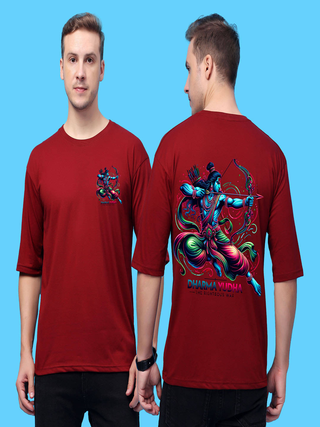     			SWIFTLY Men Cotton Oversized Fit Printed T-Shirt ( Maroon )