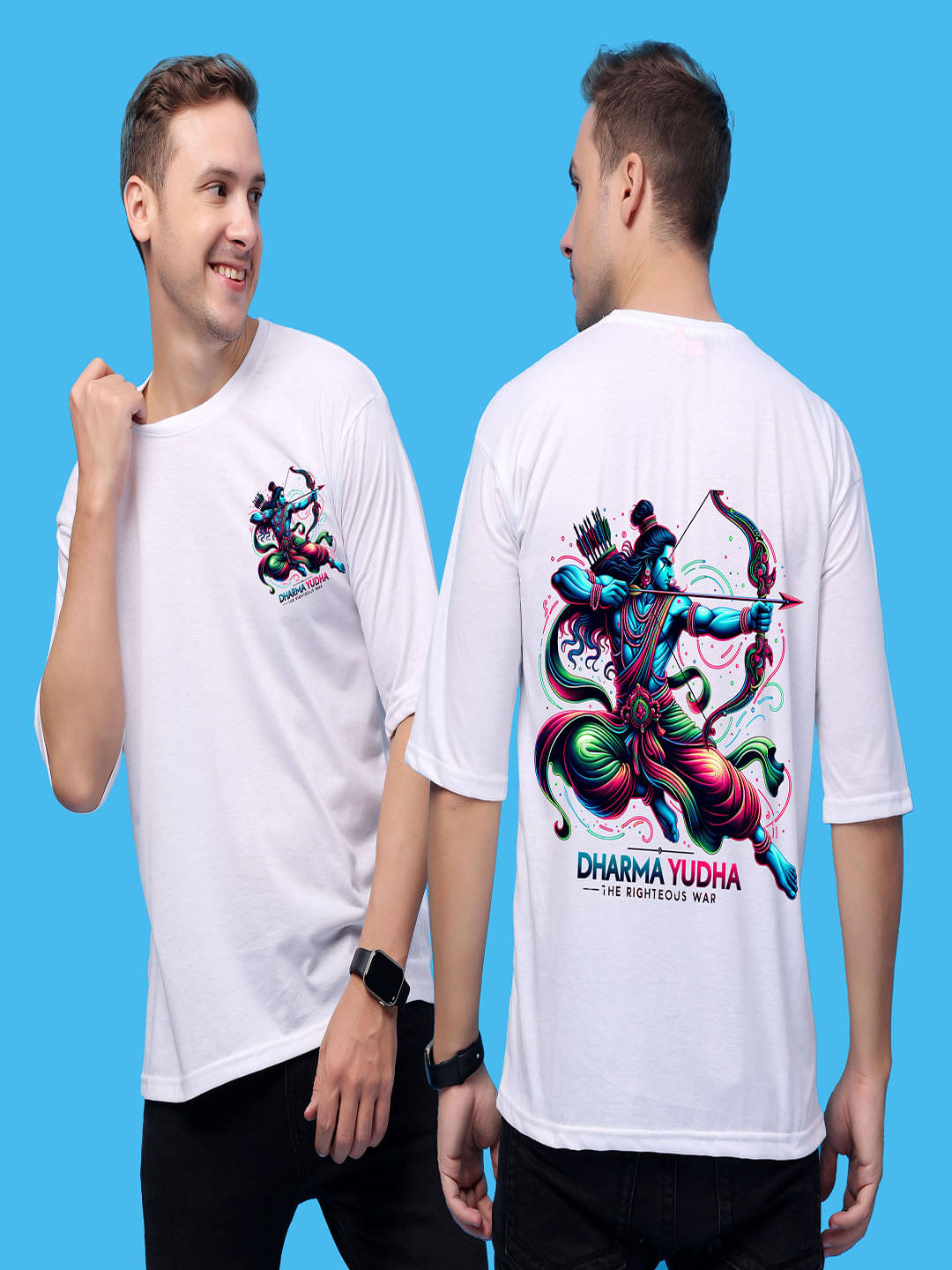     			SWIFTLY Men Cotton Oversized Fit Printed T-Shirt ( White )