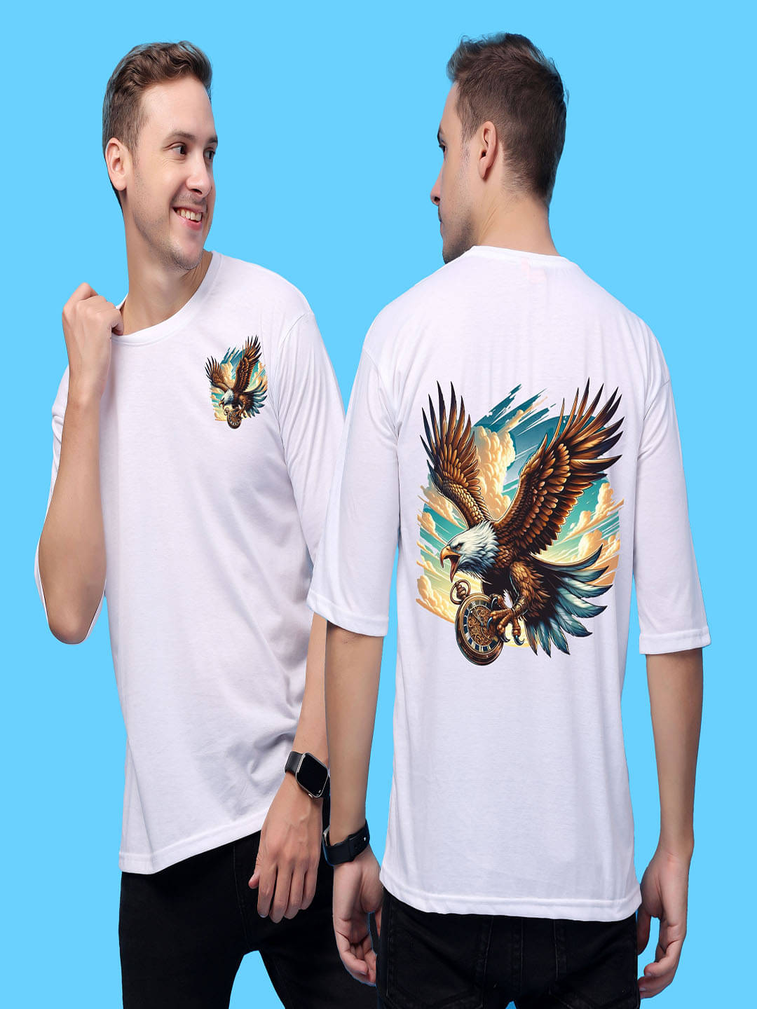 SWIFTLY Men Cotton Oversized Fit Printed T-Shirt ( White ) SWIFTLY Men Cotton Oversized Fit Printed T-Shirt ( White )