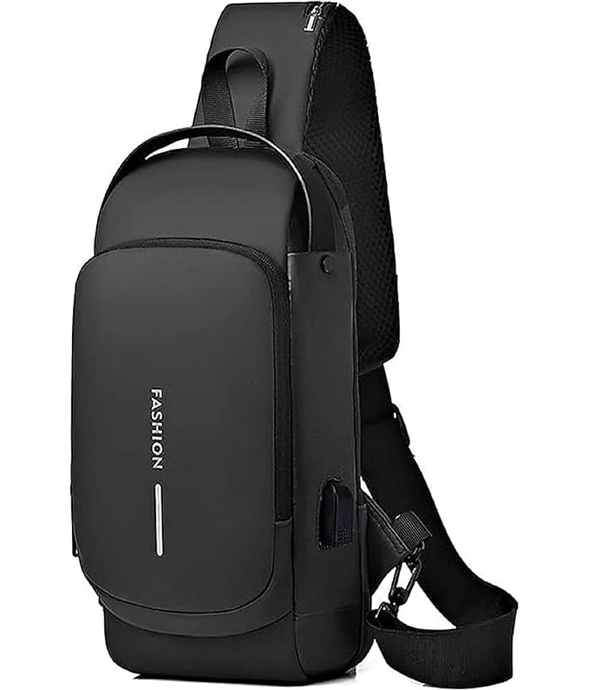 Shopeleven Black Solid Messenger Bag - Handbags | Buy online on ZillyBuy