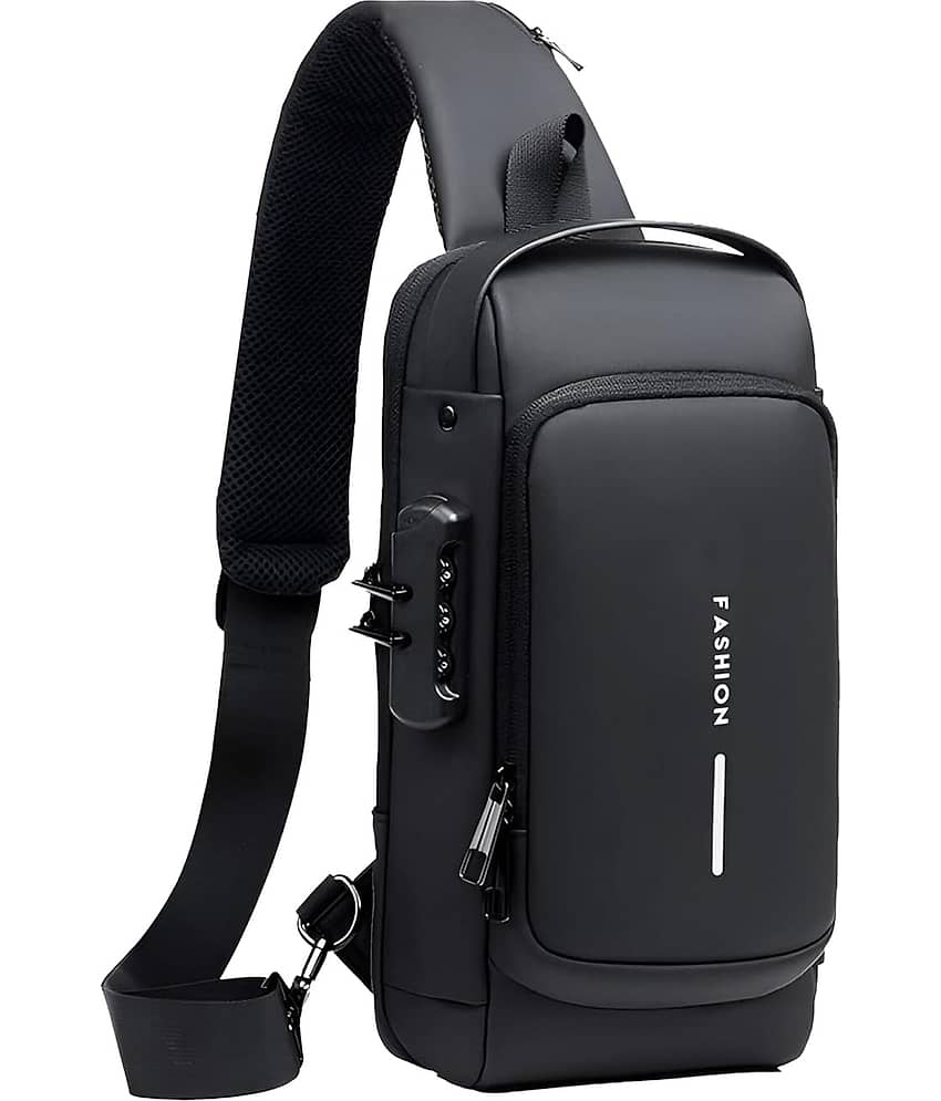 Shopeleven Black Solid Messenger Bag - Handbags | Buy online on ZillyBuy