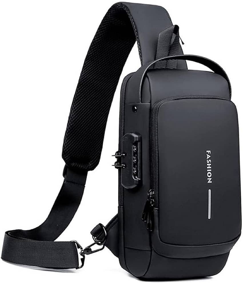 Shopeleven Black Solid Messenger Bag - Handbags | Buy online on ZillyBuy