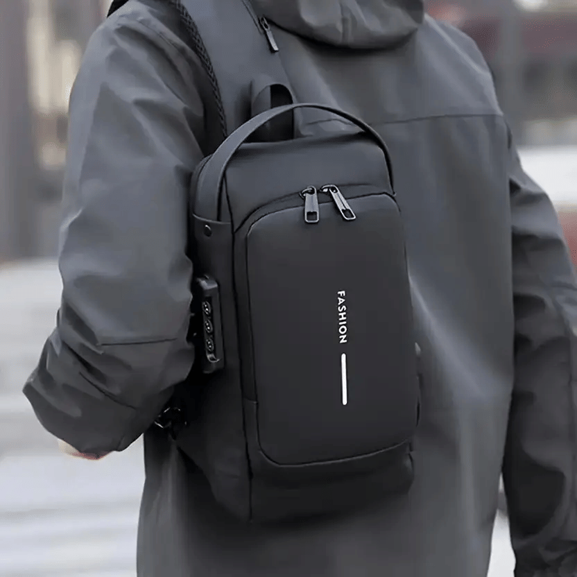     			Shopeleven Black Solid Messenger Bag