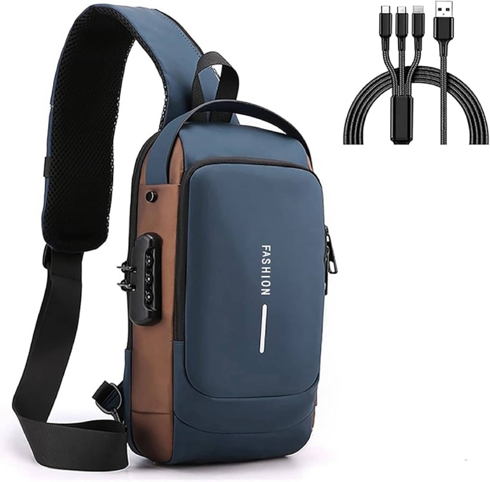     			Shopeleven Blue Solid Messenger Bag