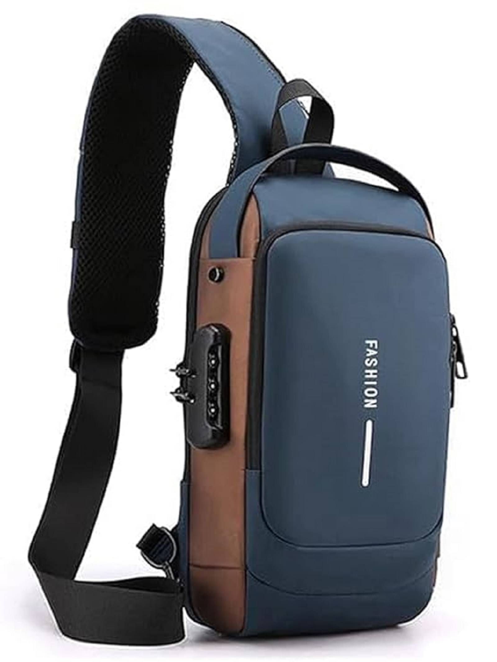     			Shopeleven Blue Solid Messenger Bag