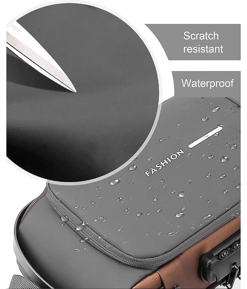 Shopeleven Grey Solid Messenger Bag