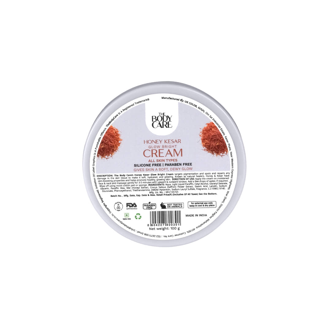 The Body Care Honey Kesar Glow Bright Cream For All Skin Type ( 100g)