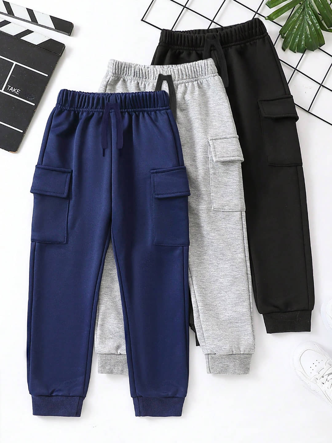 Trampoline Pack of 3 Boys Cotton Blend Cargos ( Multicolor ) - Trousers | Buy online on ZillyBuy