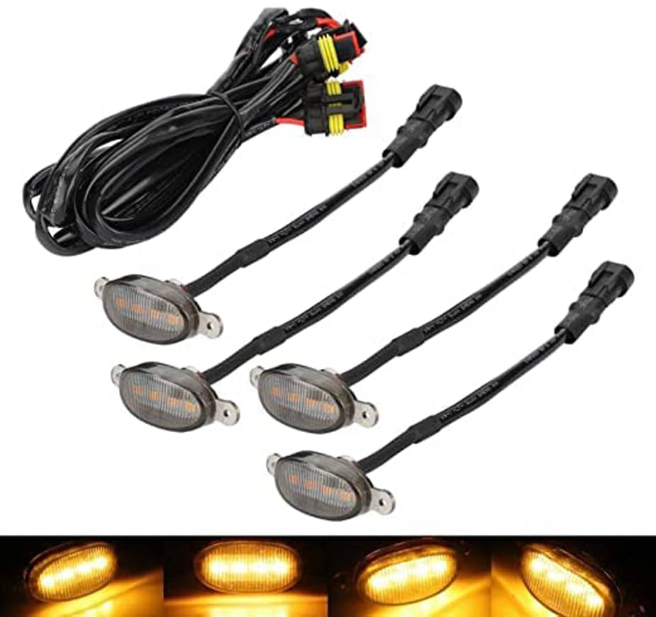 Universal 4 X 4 Daytime Running Light Led Car Grill Raptor Style Emergency Warning Off-Roading Light for All Car/Truck/SUV (Yellow) (Set of 4 Pcs) Universal 4 X 4 Daytime Running Light Led Car Grill Raptor Style Emergency Warning Off-Roading Light for All Car/Truck/SUV (Yellow) (Set of 4 Pcs)