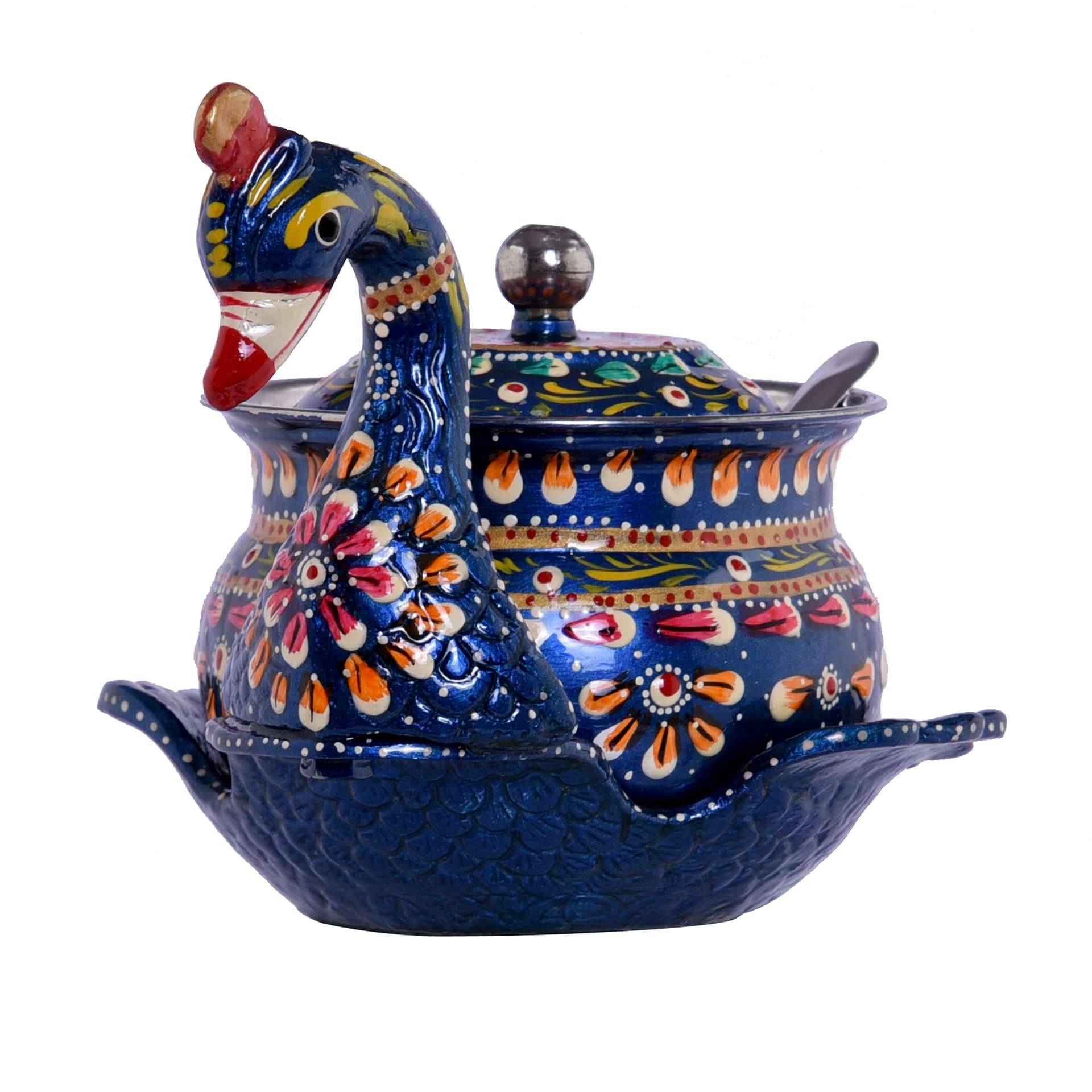 VDV CREATION Duck Shaped Bowl with spoon Printed Stainless Steel Dinner Set ( Pack of 1 ) Navy Blue VDV CREATION Duck Shaped Bowl with spoon Printed Stainless Steel Dinner Set ( Pack of 1 ) Navy Blue