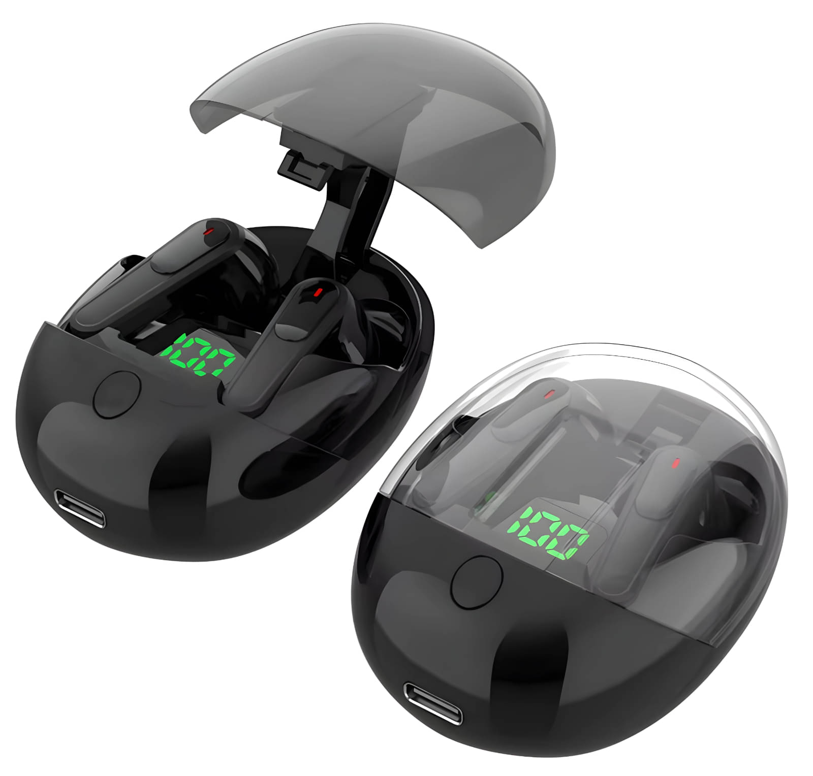     			VEHOP PRO ONE TWS True Wireless in Ear Earbuds with Digital Display & 30H Playtime with Type-C Fast Charging, BTv 5.3 with Instant Pair, Clear Calling ENC Mics, 45ms Low Latency Gaming Ear Buds.