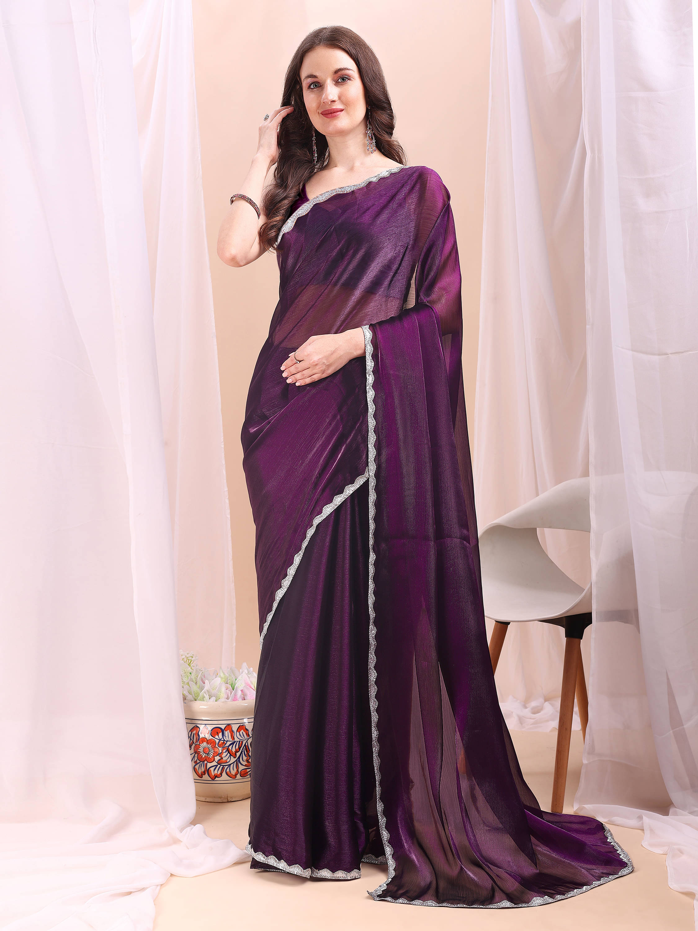 XOOM LADY Zimmy Choo Solid Saree With Unstitched Blouse Piece ( Magenta ) XOOM LADY Zimmy Choo Solid Saree With Unstitched Blouse Piece ( Magenta )