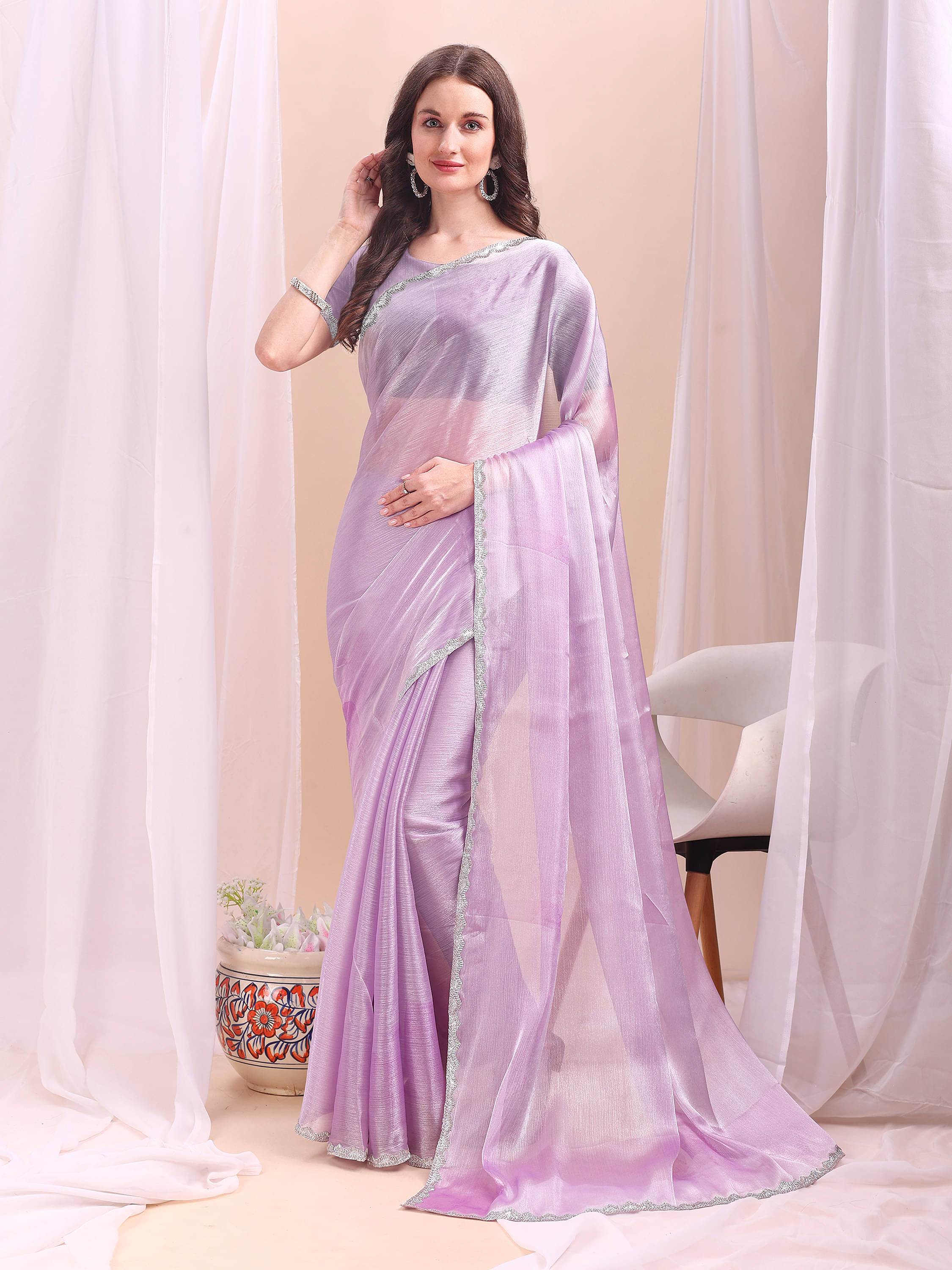 XOOM LADY Zimmy Choo Solid Saree With Unstitched Blouse Piece ( Purple ) XOOM LADY Zimmy Choo Solid Saree With Unstitched Blouse Piece ( Purple )