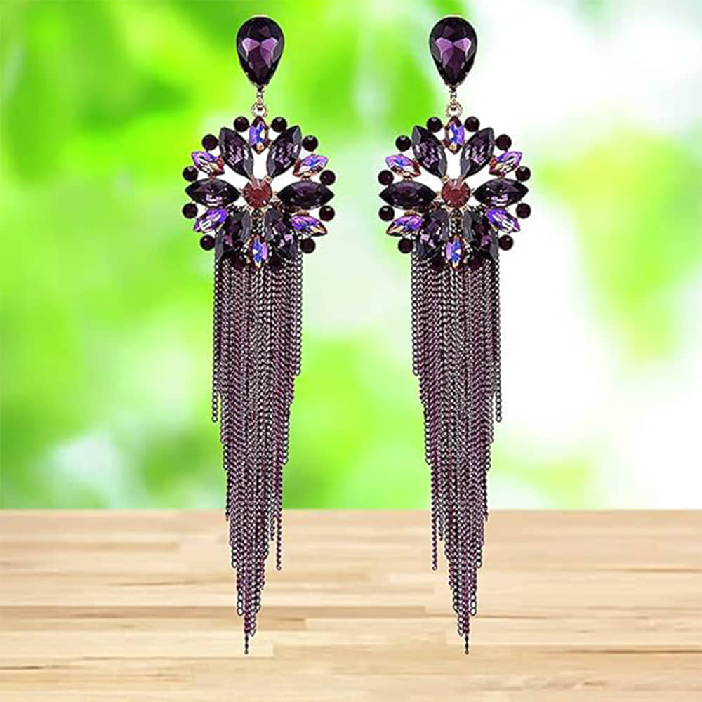YOUBELLA Purple Danglers Earrings ( Pack of 1 ) - Earrings | Buy online on ZillyBuy