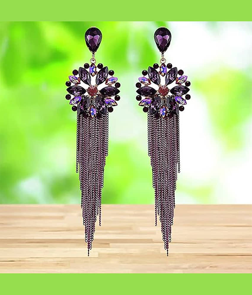 YOUBELLA Purple Danglers Earrings ( Pack of 1 ) - Earrings | Buy online on ZillyBuy