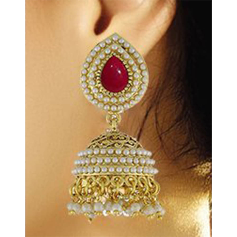     			YOUBELLA Red Danglers Earrings ( Pack of 1 )