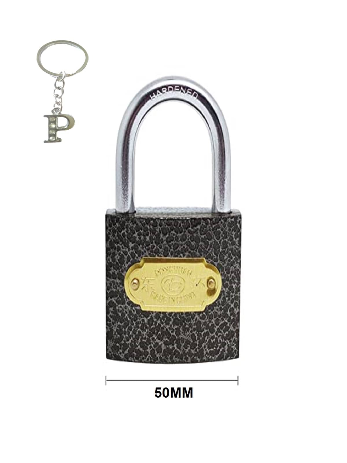     			multi alphabets key chainMini Lock 50mm - Pressing Hard Stainless Steel Padlock Black Finish with 3 Keys – Durable Security for Home, Office, Luggage, Toolbox"