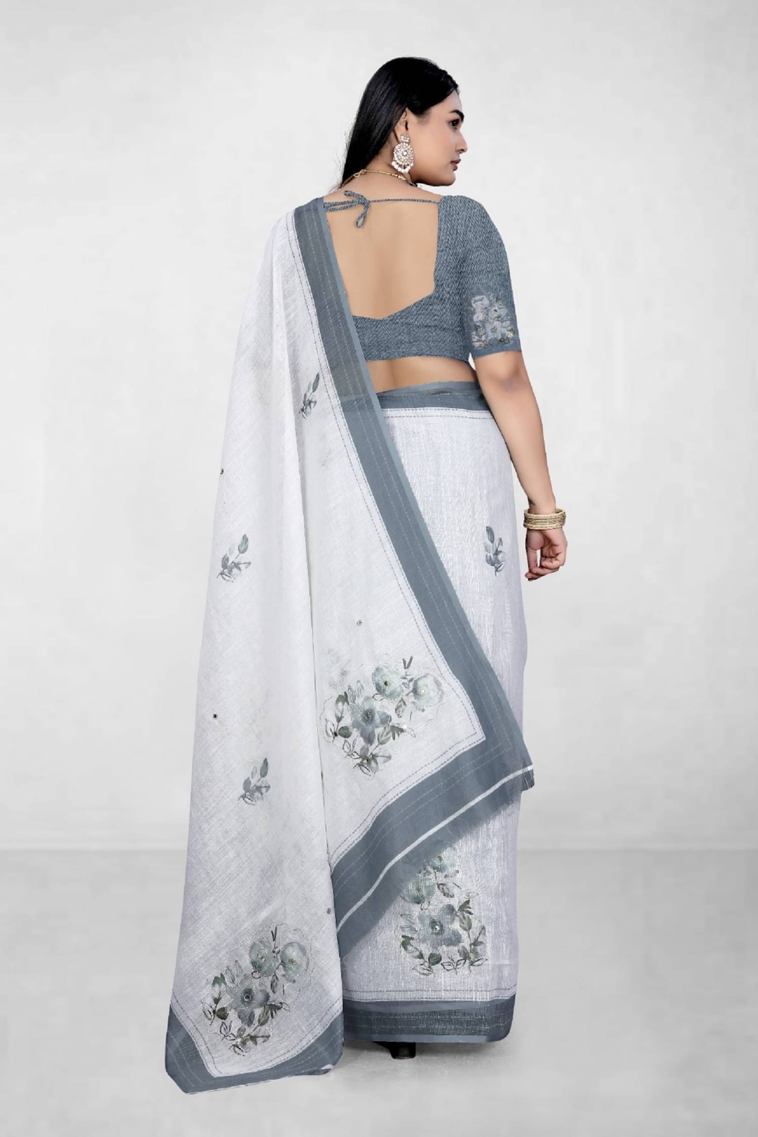     			supalee Tex Linen Printed Saree With Unstitched Blouse Piece ( Grey )