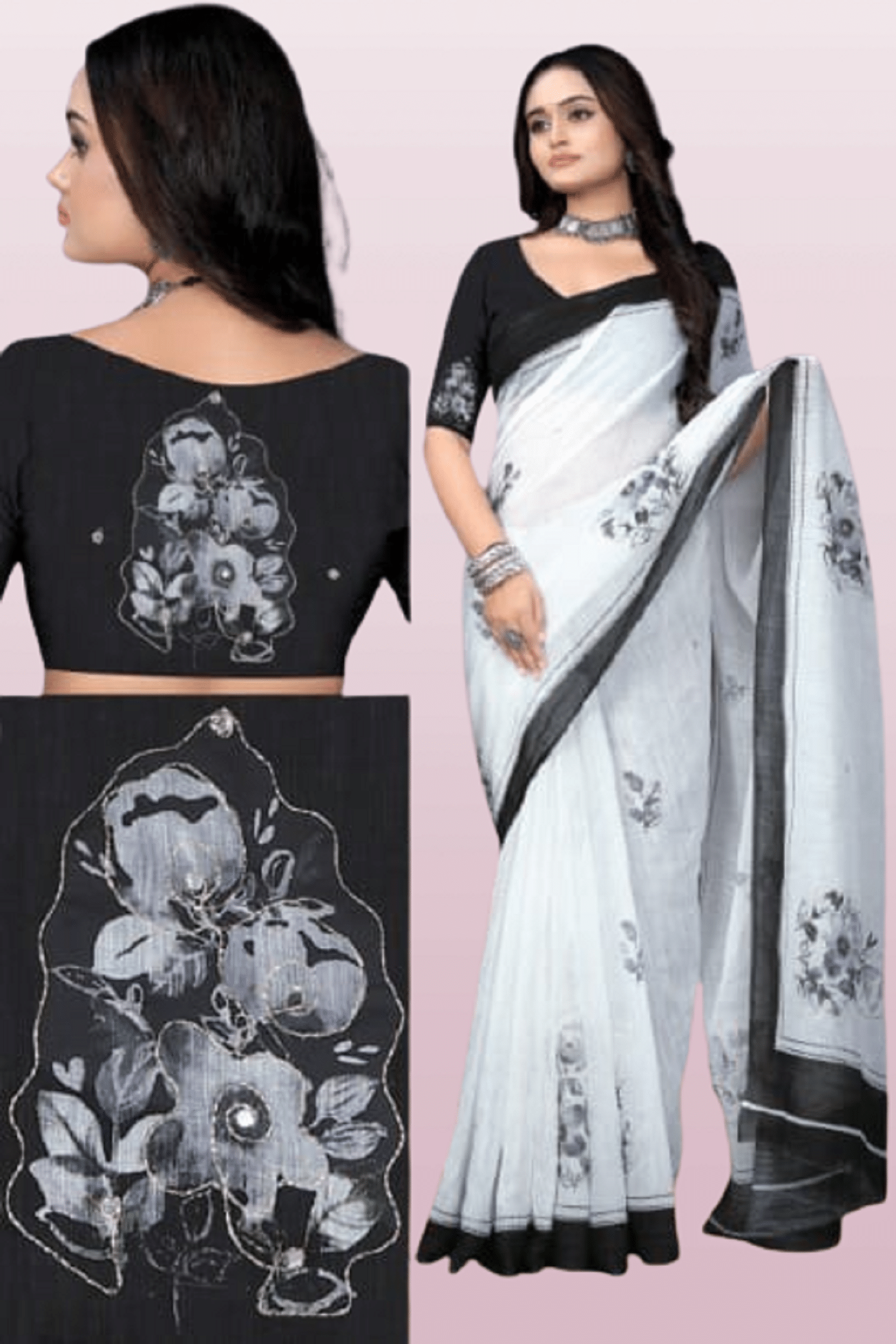 supalee Tex Linen Printed Saree With Unstitched Blouse Piece ( Black ) supalee Tex Linen Printed Saree With Unstitched Blouse Piece ( Black )