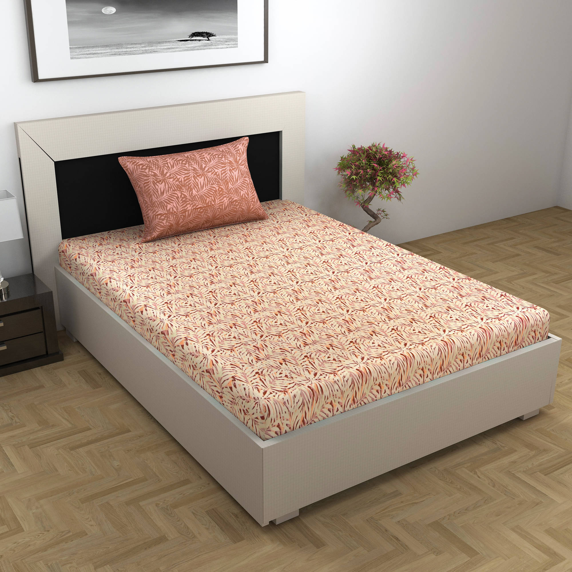     			DIVINE CASA Cotton 1 Single Bedsheet with 1 Pillow Cover ( Multicolor )