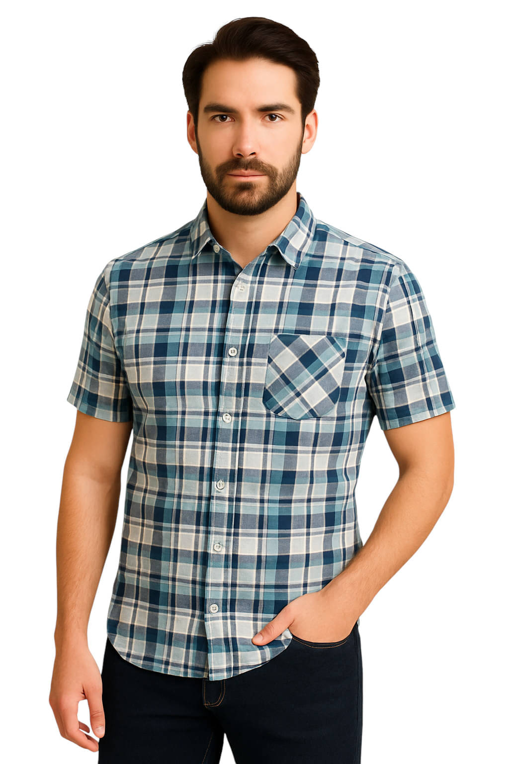 FABRIZER 100% Cotton Regular Fit Checks Half Sleeves Men's Casual Shirt - Blue ( Pack of 1 ) FABRIZER 100% Cotton Regular Fit Checks Half Sleeves Men's Casual Shirt - Blue ( Pack of 1 )