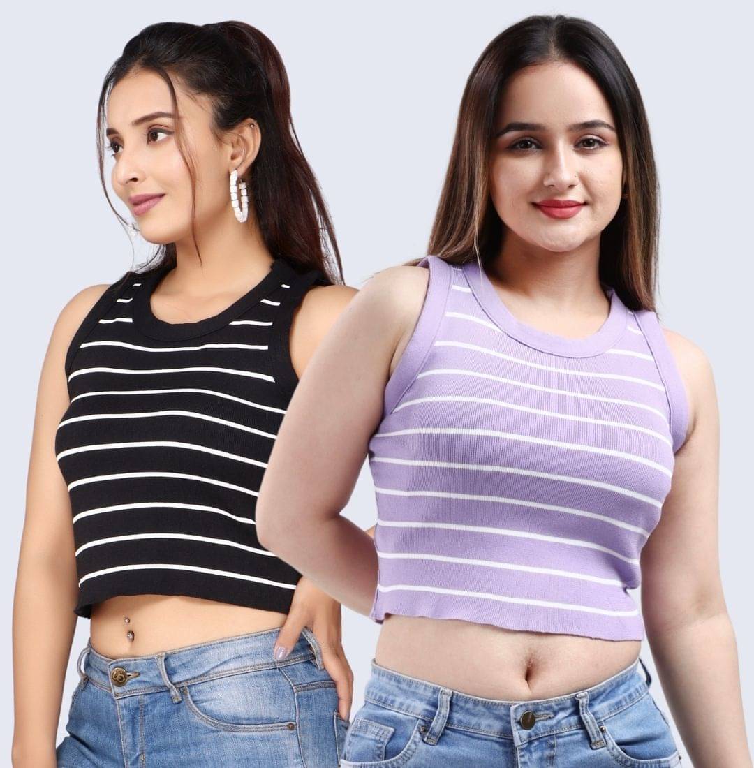 FEVERFEW Women's Cotton Linen Crop Top ( Multicolor 4 ) FEVERFEW Women's Cotton Linen Crop Top ( Multicolor 4 )