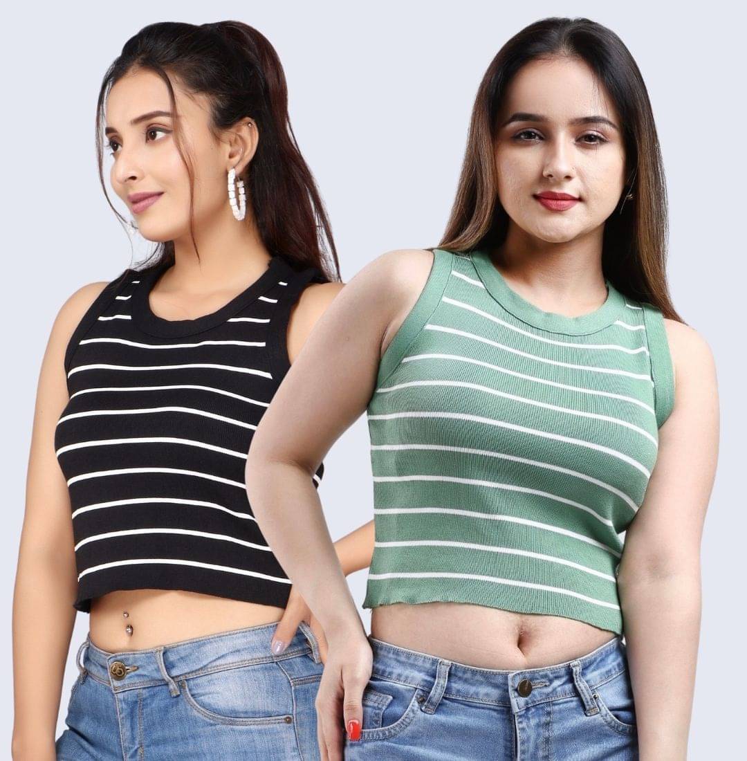     			FEVERFEW Women's Cotton Linen Crop Top ( Multi Color )