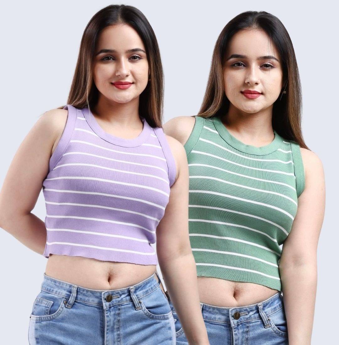     			FEVERFEW Women's Cotton Linen Crop Top ( Multicolor 3 )