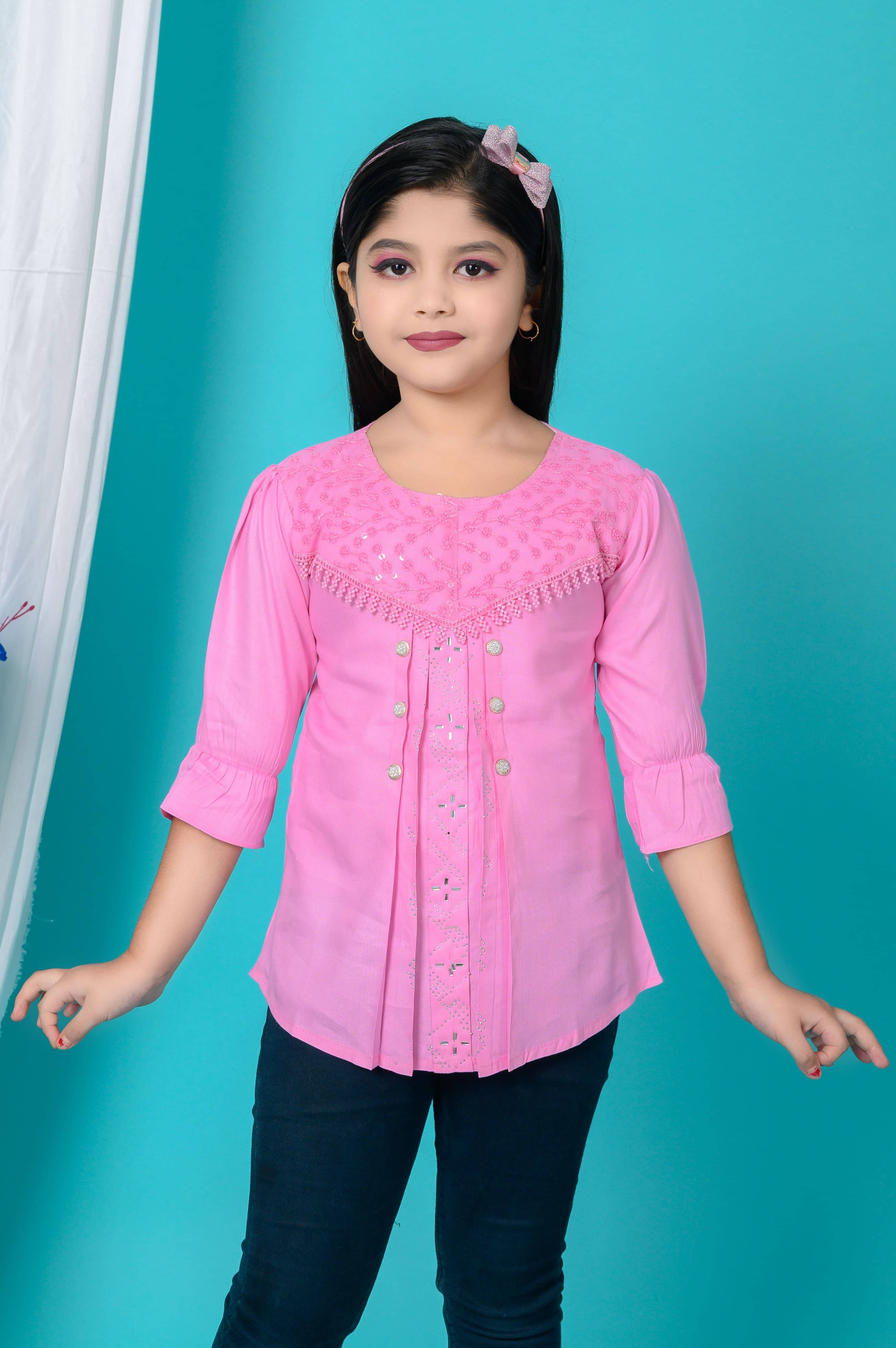     			Hafiza Pack of 1 Girls Cotton Blend Top ( Pink )