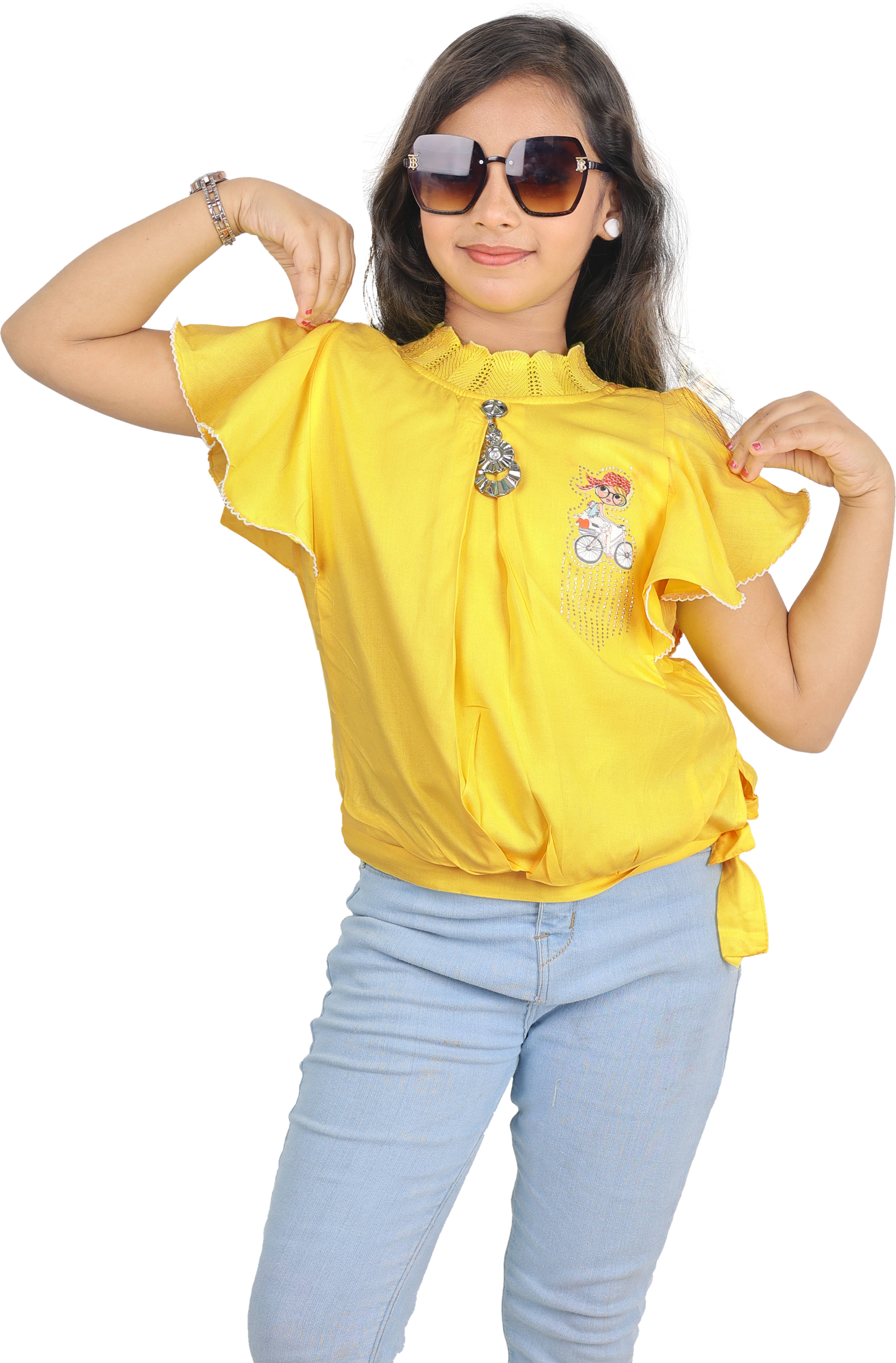     			Hafiza Pack of 1 Girls Rayon Top ( Yellow )