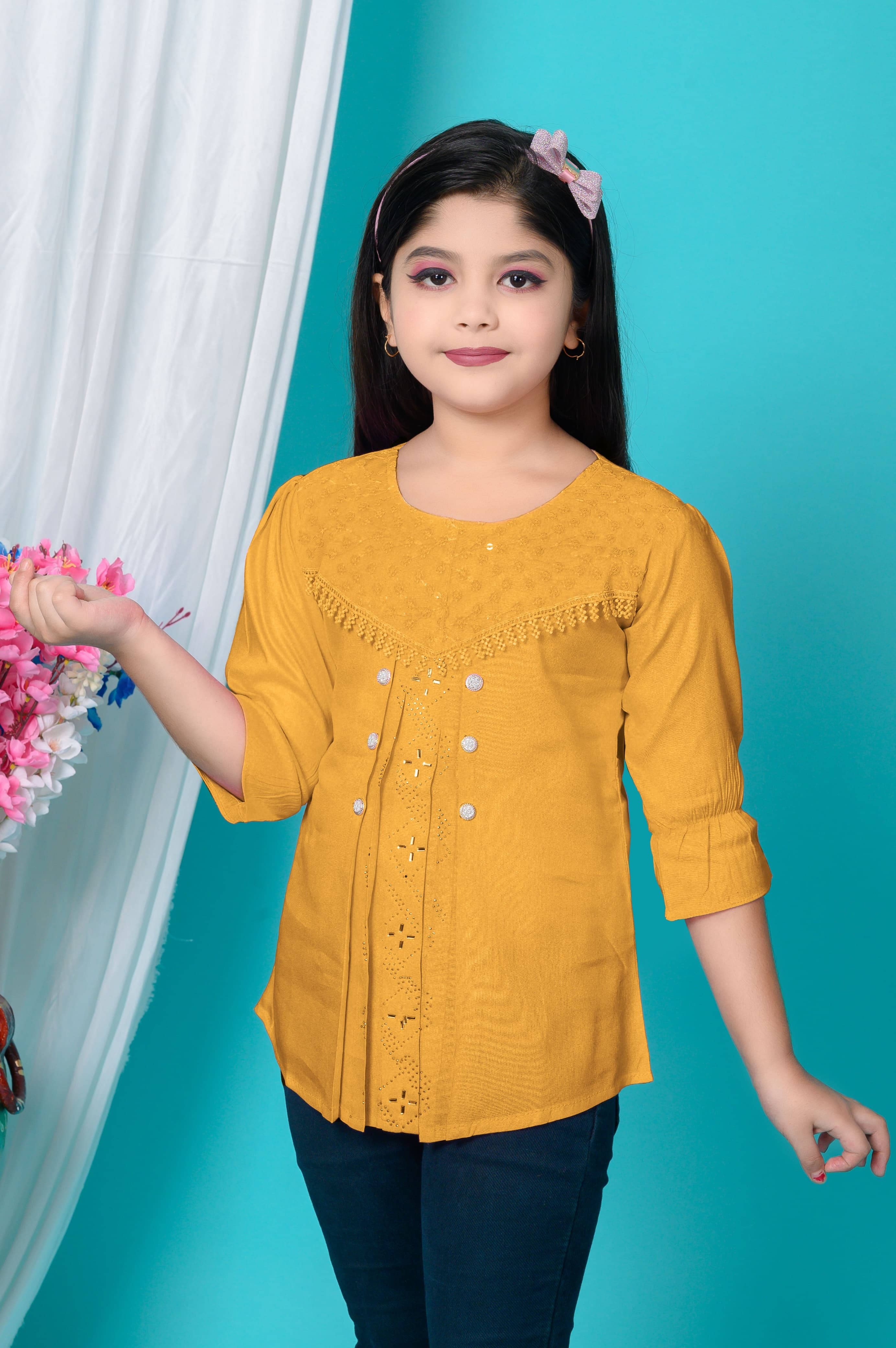     			Hafiza Pack of 1 Girls Cotton Blend Top ( Multicolor )