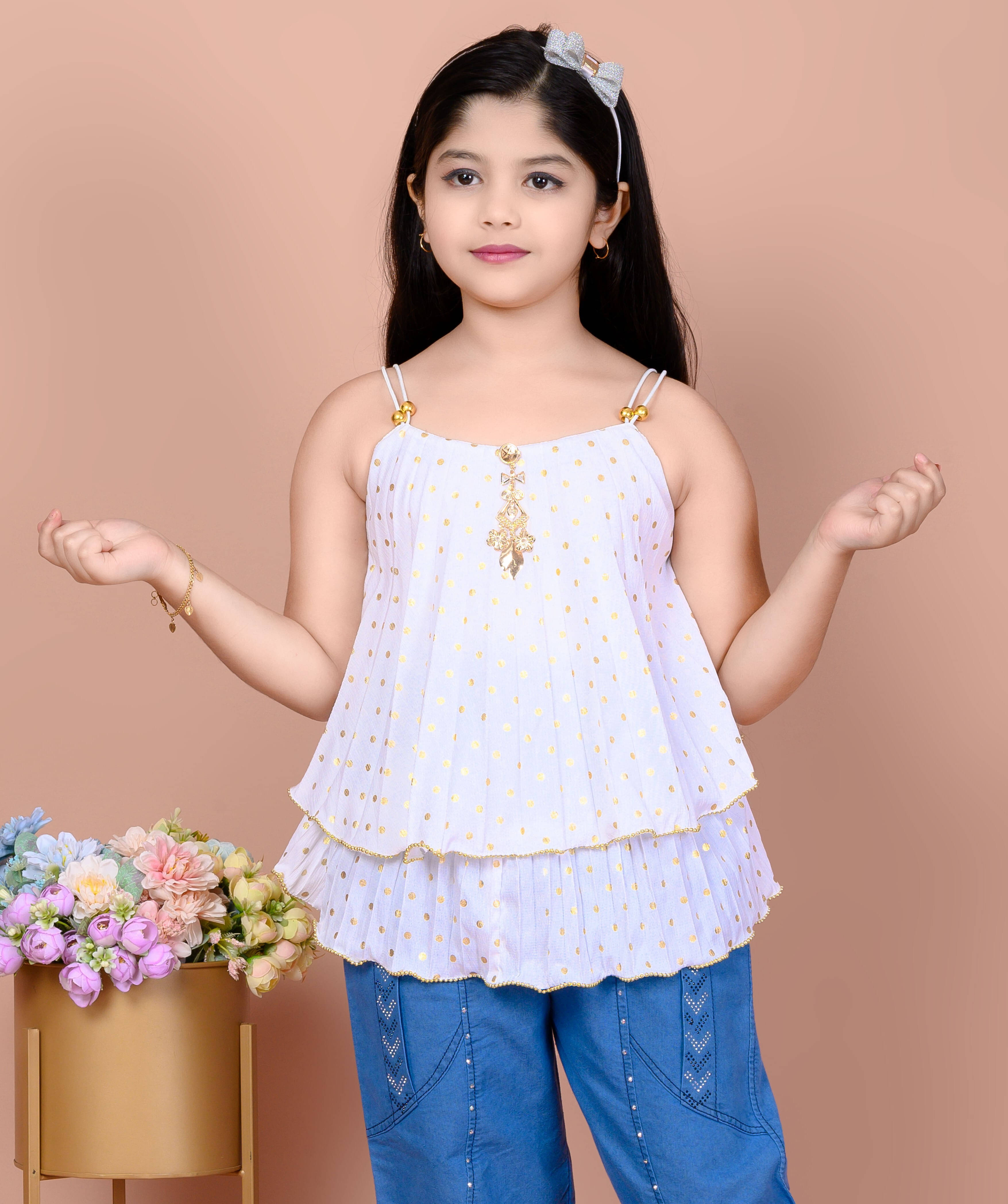     			Hafiza Pack of 1 Girls Georgette Top ( White )