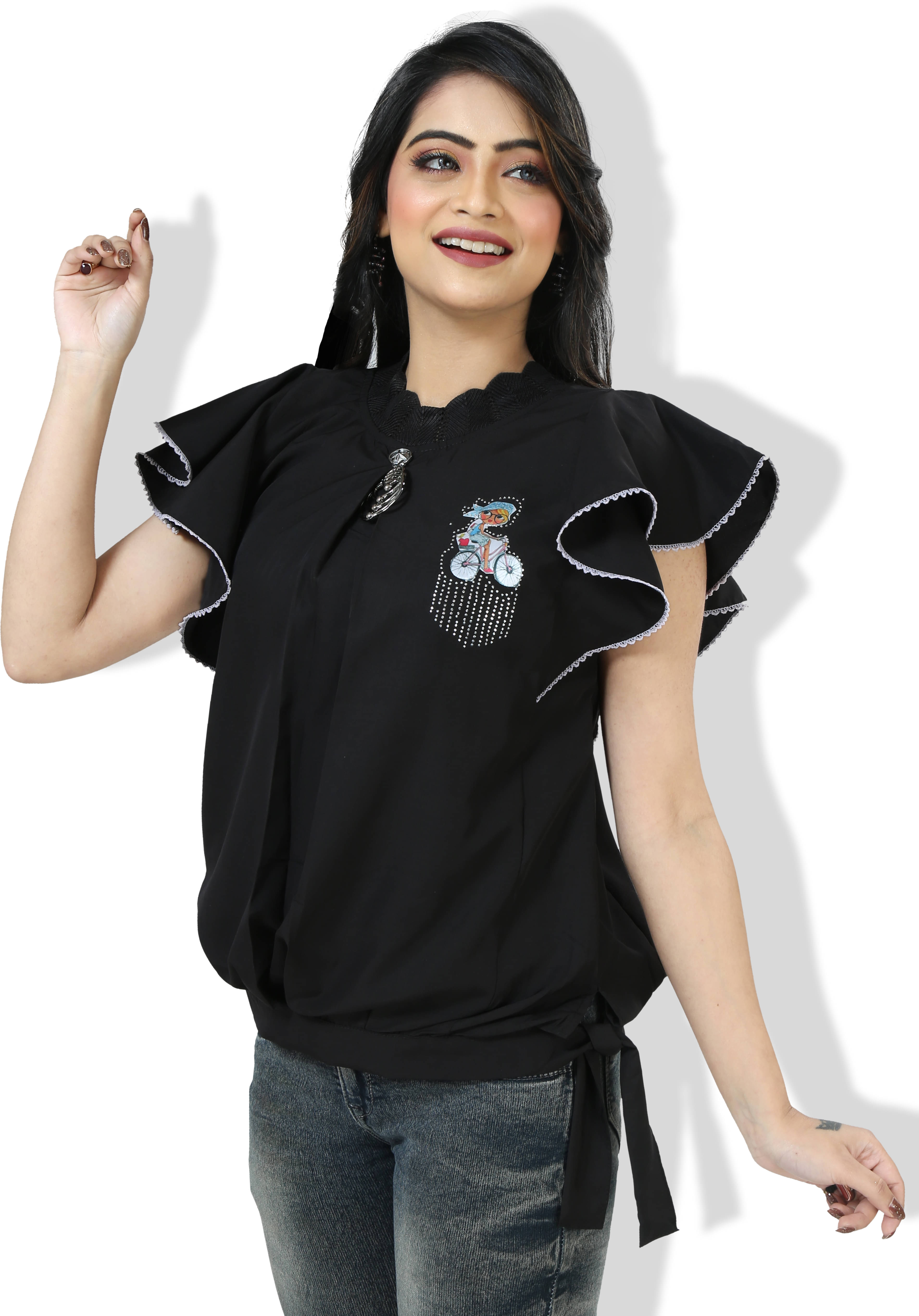     			Hafiza Pack of 1 Girls Cotton Blend Top ( Black )